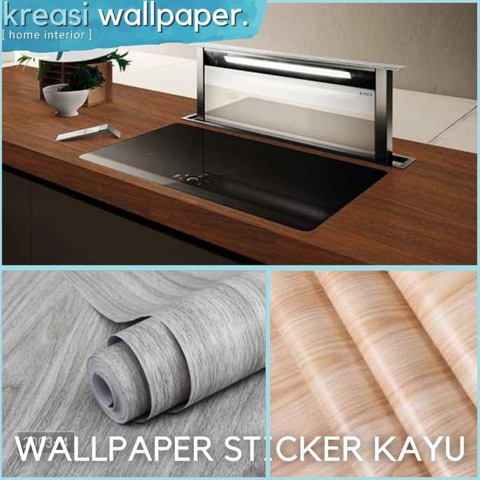 Cat- Wallpaper Sticker Dinding Motif Serat Kayu Coklat | Walpaper Stiker