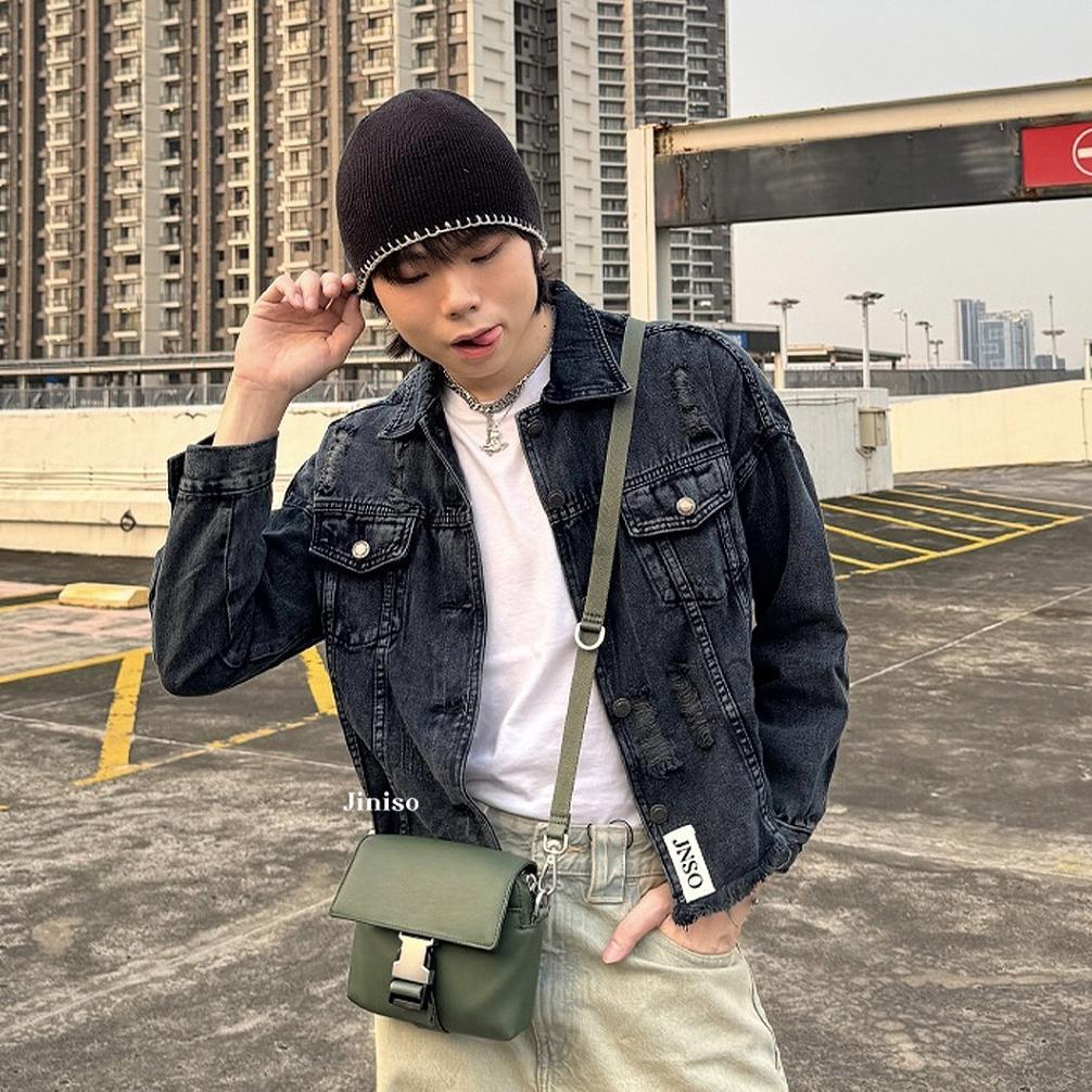 BIG SALE JINISO - Denim Pria Oversize Jaket Jeans