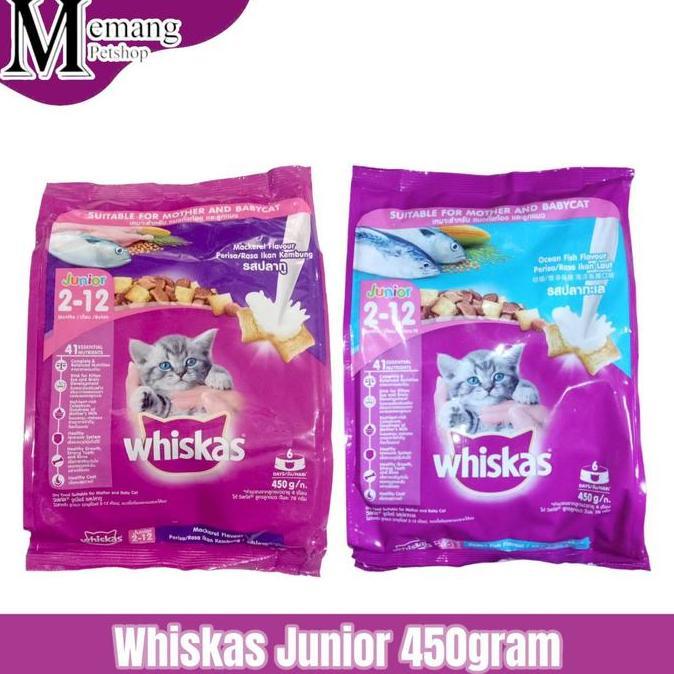 Miaw- Whiskas Junior 450Gram - Makanan Kucing Kitten - Kering - Freshpack