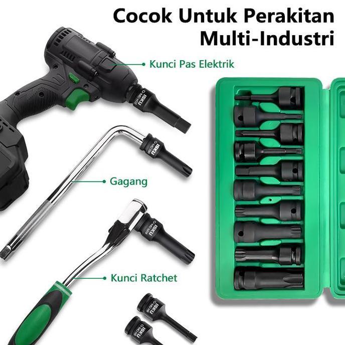 Momenttix- Isku Mata Shock 10 Pcs Impact Kunci Sok Hex Star Spline Torx Bintang