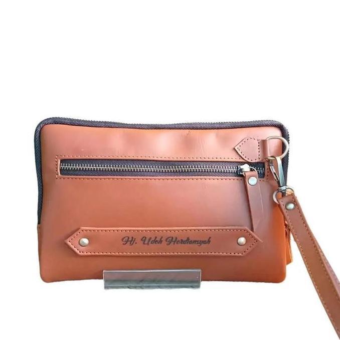 Backpack- Handbag Kulit Pria Clutch Terbaru Selempang & Bahu Costum Tulis Nama Tas Tangan Asli 100% 