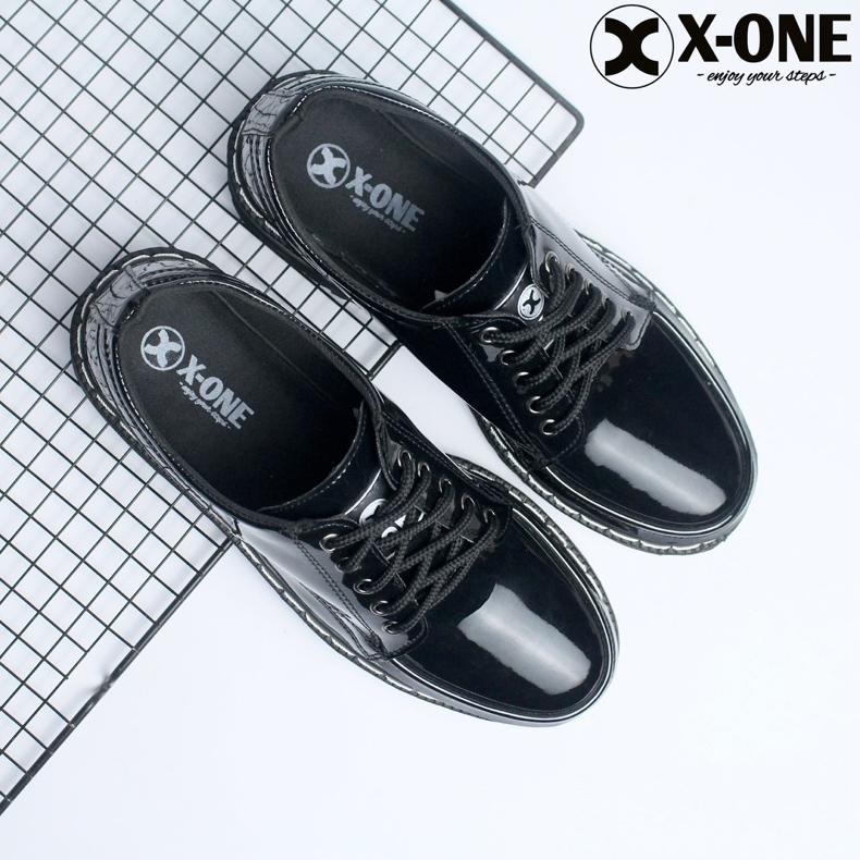 DISKON X-ONE Sepatu Formal Docmart Pria | Jossie Docmart Hitam Glossy