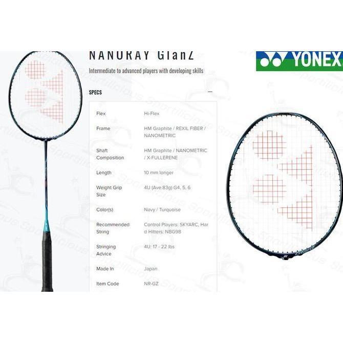 Promo RAKET BULUTANGKIS YONEX NANORAY GLANZ 4UG5 NAVY/TURQUISE ORIGINAL Diskon