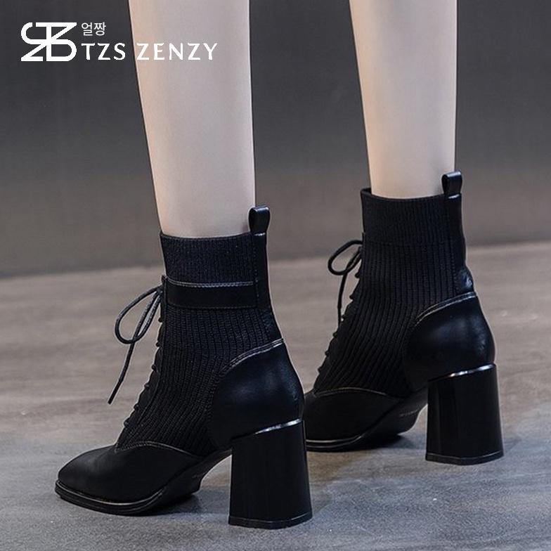 TERBARU TZS Zenzy Clarine Heels - Sepatu Boots Heels Wanita - Boots Heels Modis - Boots Heels Chunky