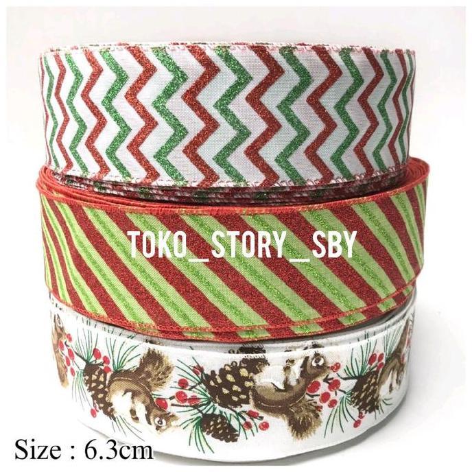 ] 1 YARD -  PITA NATAL PINGGIR KAWAT / PITA NATAL KANVAS / PITA MERRY