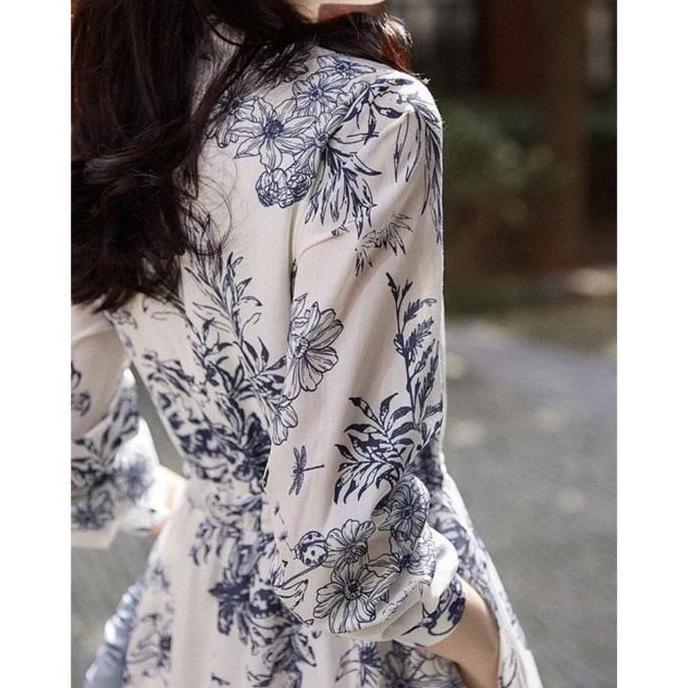 Bergaransi Dress Bunga Bunga | Dress Motif Bunga | Dress Panjang | Dress Lengan Panjang | Casual Dre