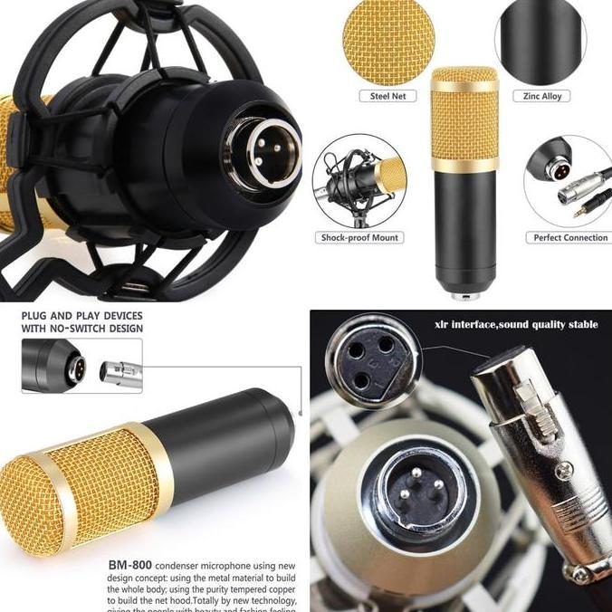 Paket Microphone Condenser Bm800 Mikrofon Bm800 Mic Kondenser Bm-800