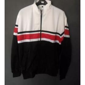 TERMURAH DAFA Jaket Casual Tracktop Hitam Putih List Merah ROJALI STM
