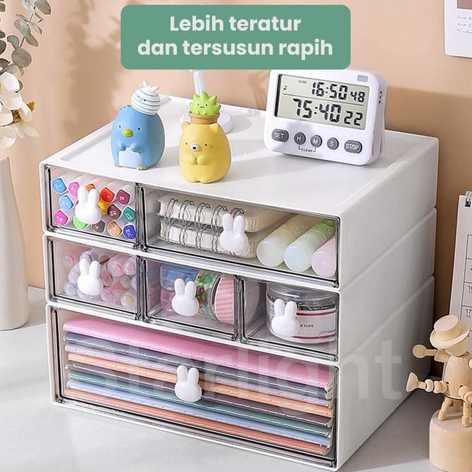 Starlht Rak Meja Kelinci Laci Penyimpanan Susun Serbaguna Desktop Drawer Rak Alat Tulis Stationery K