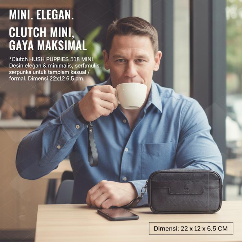 TERMURAH TAS CLUTCH HUSH PUPPIES 518 MINI HITAM PREMIUM | HAND BAG PRIA WATERPROOF ELEGAN UNTUK HARI