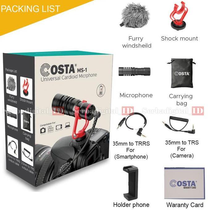Costa Ms-1 Cardiodid Microphone Shotgun For Dslr,Video,Android