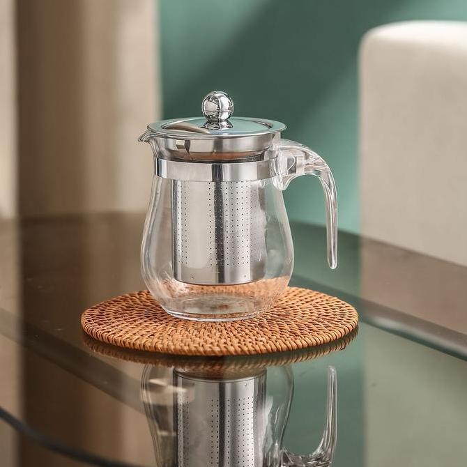 Instancodbisa- Tea Pot Stainless Steel - Teapot Teko Beling Kaca Stainless Dengan Saringan Teh - Tea