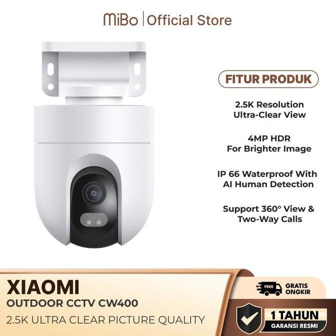 Instancodbisa- Xiaomi Outdoor Camera Cw400 4Mp 2.5K Kamera Cctv Outdoor 360 Ip66 Waterproof Ai Human