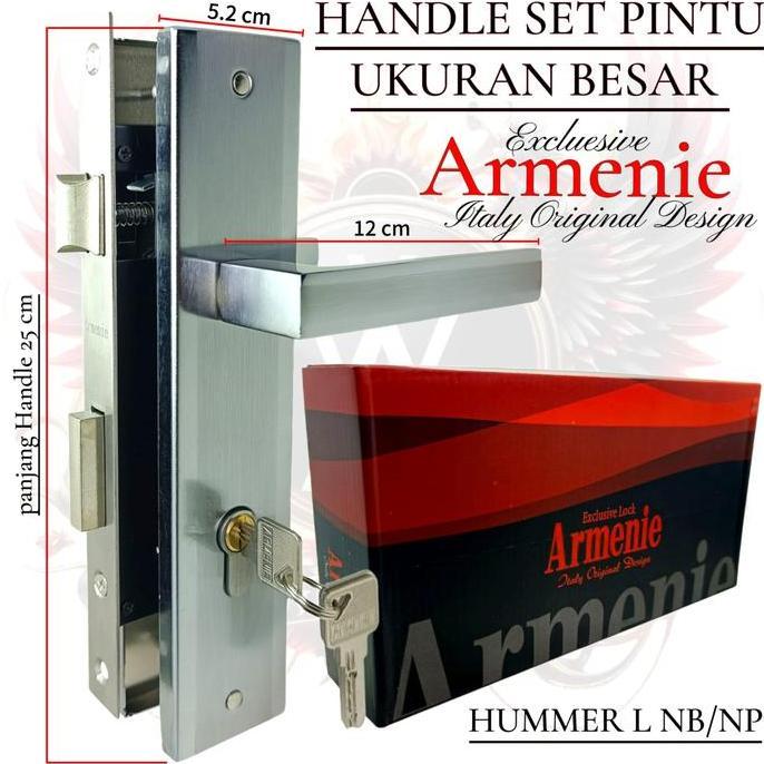mz_fiktra - kunci pintu besar armenie gagang kotak chrome | handle pintu 1 set | kunci set komplit 1
