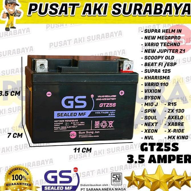 Promo ACCU MOTOR GS J GTZ5S AKI KERING MOTOR HONDA BEAT ESP FI BEAT KARBU VARIO OLD VARIO TECHNO 110