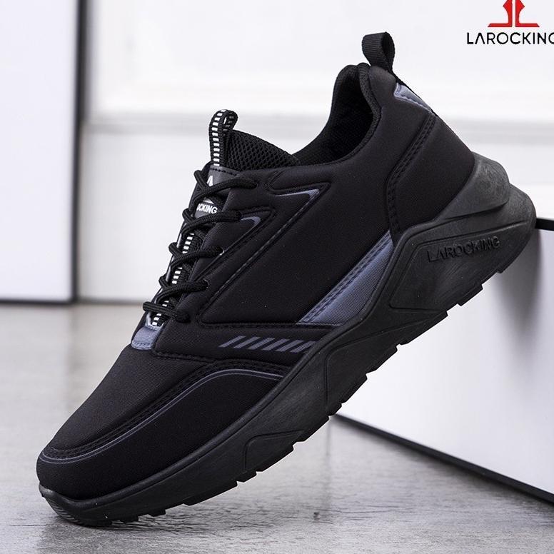 NEW Larocking - Raptor Hitam Polos | Sepatu Sneakers Running Gym Shoes