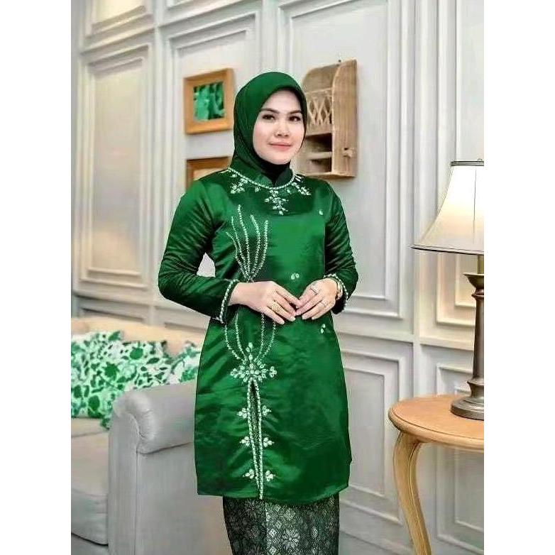 DV233 - GRATIS HIJAB Atasan Tunik Bridal Payet Mutiara Belah Samping Dewasa - Nyaman dan Elegan Dres