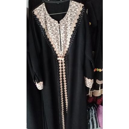 DISKON ABAYA SALWA -  GAMIS HITAM MASTUROH CANTIK MURAH SIMPLE ELEGANT