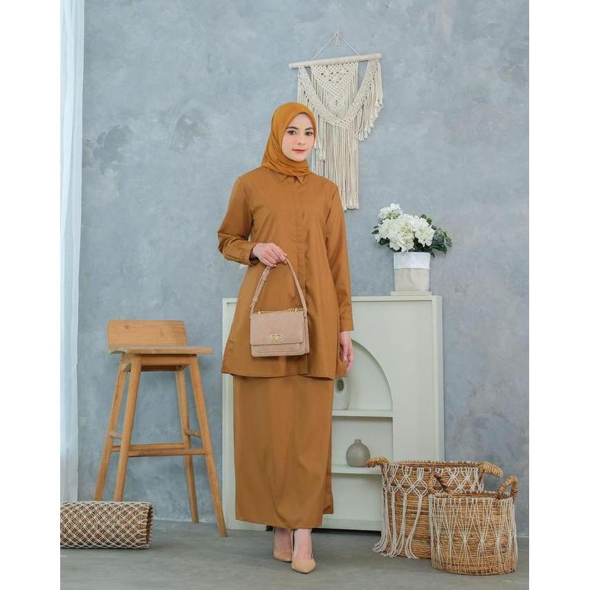 DB169 - Seragam Kerja Setelan Tunik Pemda Wanita Guru PNS PDH Baju Kancing Muslim Nyaman Panjang Kan