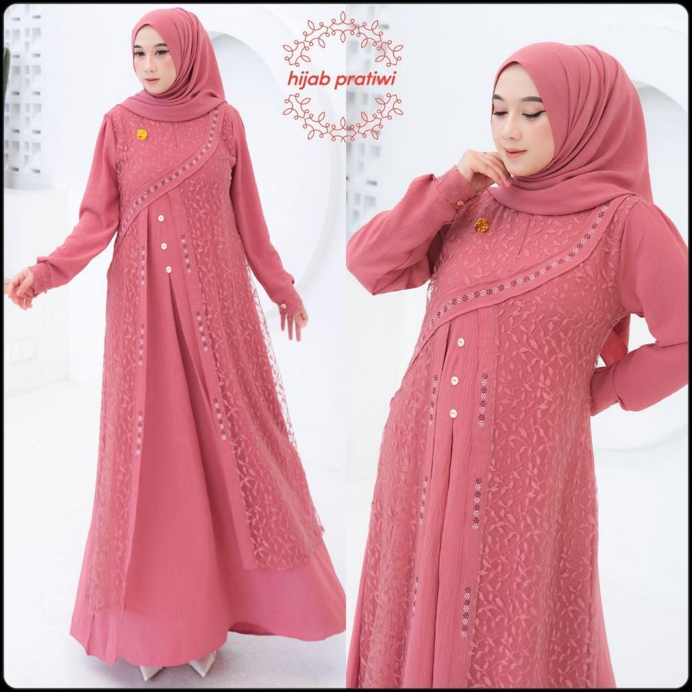 DISKON ZULFA DRESS GAMIS CRINKEL TERBARU 2024 ELEGAN MIX BRUKAT MODERN GAMIS VIRAL KEKINIAN