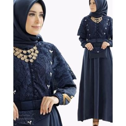 DISKON DRESS MOCCA -VIRAL BROKAT GAMIS KEKINIAN 2025 KOMBINASI POLOS  DESAIN MODERN DAN MEWAH MUTIF 