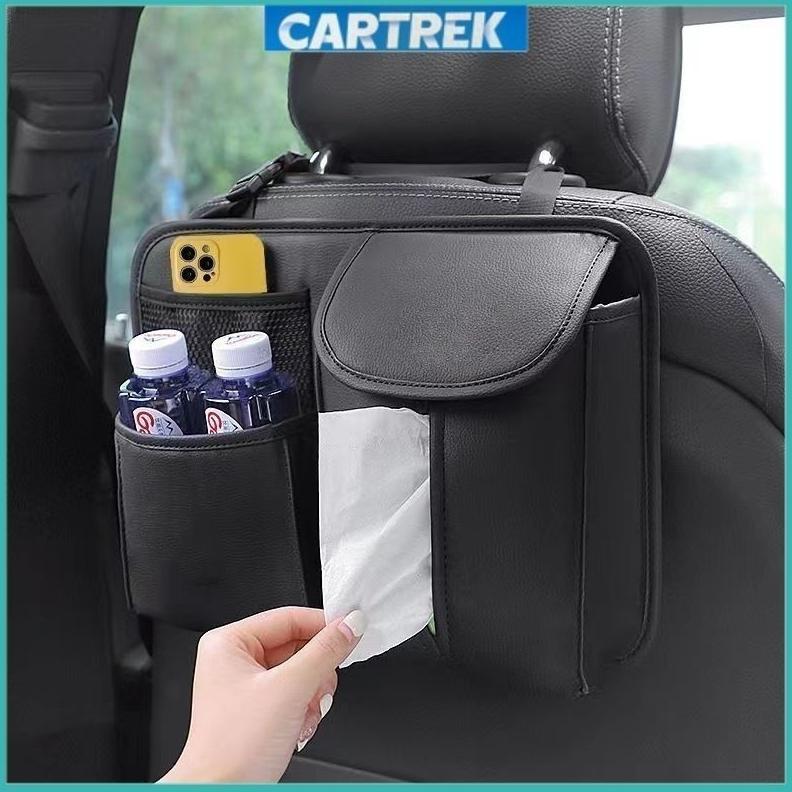 Kulit PU Tas Penyimpanan Mobil Multifungsi Premium / Tas Jok Mobil Tempat Tisu / Penyimpanan Belakan