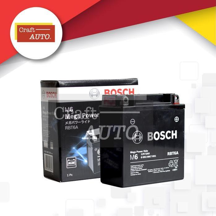 Aki Motor Mio Sporty, Mio Smile, Mio Karbu, Supra Lama Bosch RBT-6A