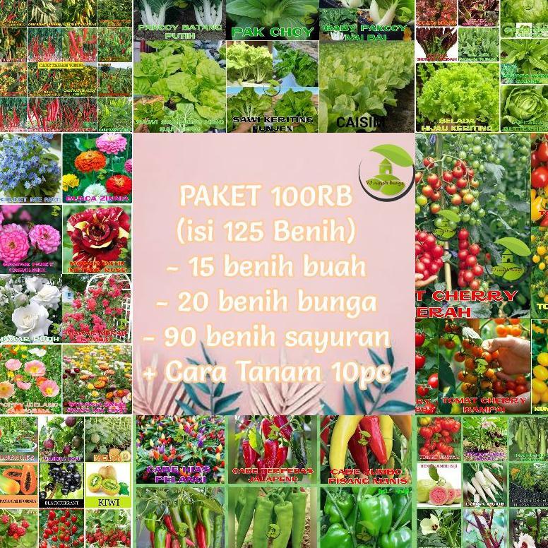 Paket benih bibit sayuran buah bunga 125bungkus