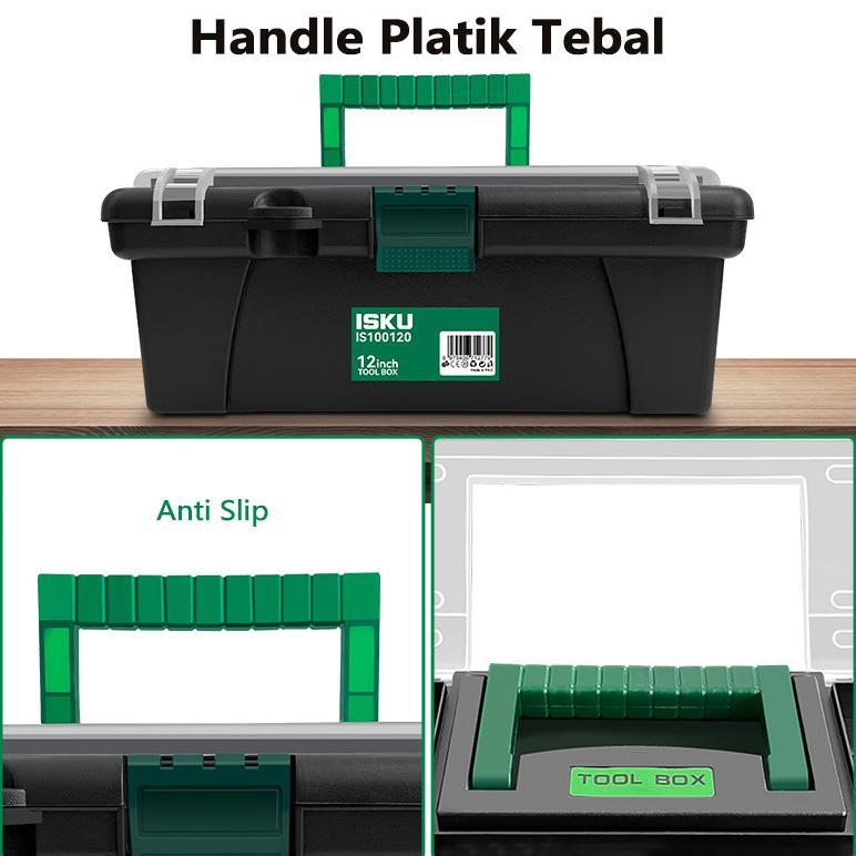 Limited Isku Tool Box Mini 12 Inch Kotak Perkakas Kecil Plastik Besi Tahan Karat Kotak Alat Multi