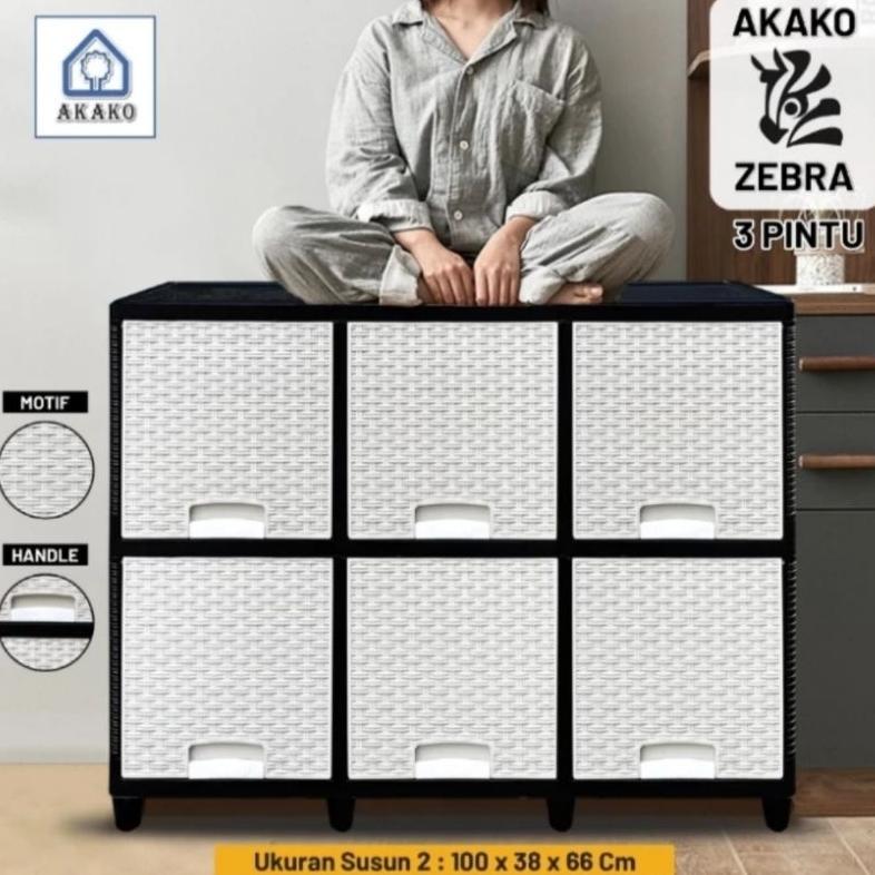Disc Akako : Zebra Lemari Plastik 3 Pintu Susun 2 Rak Tv Led Kuat Tebal Anti Rayap