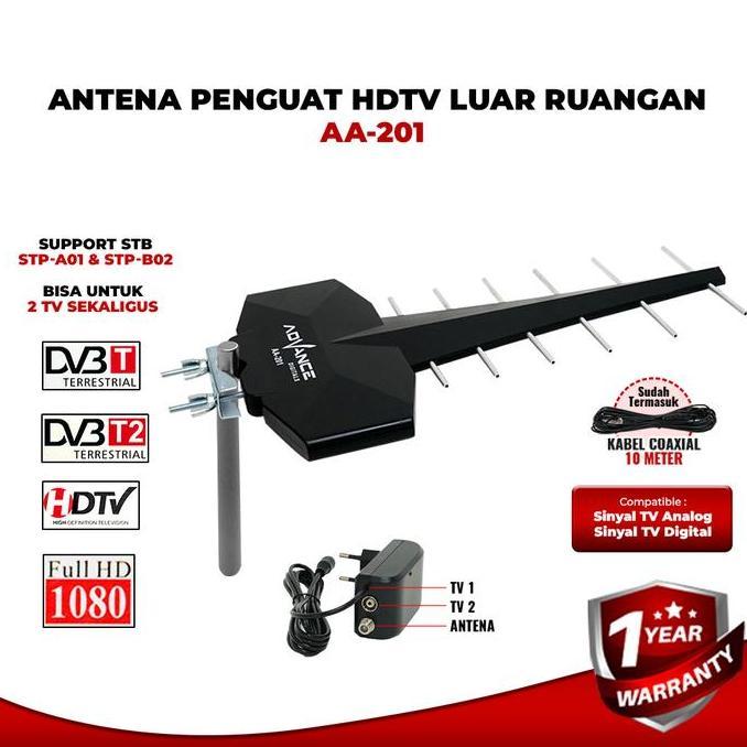 Instancodbisa- Advance Aa-201 Antena Outdoor Digital Analog Uhf Dvd-T2 Bisa Untuk Stb Dan Tv Dengan 