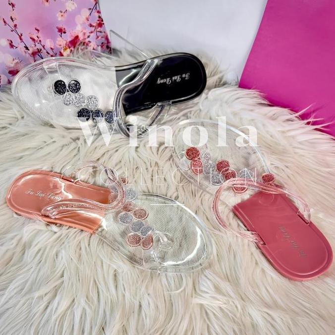 Terpopuler- Sandal Jepit Wanita Import Jelly Kaca Tali Nadine Winola Collection Wnl 050