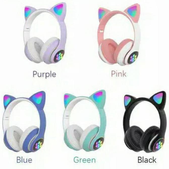promo Headset Wireless Cat Ear Led Headphone Bluetooth Boom Bass ZOOM GAME