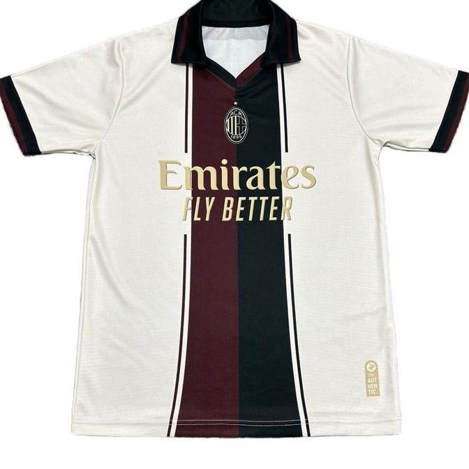 Jersey AC Milan Fantasy Cream Emirates Retro 1.0 by rsport indonesia full printing - baju warna crea
