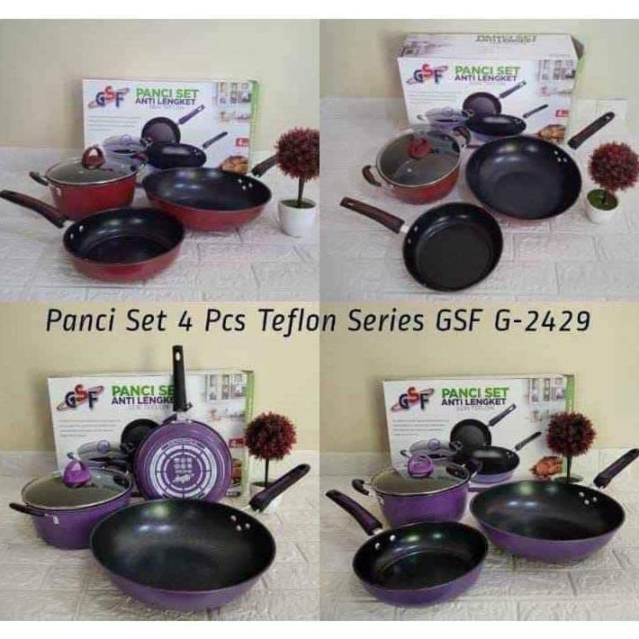Panci set anti lengket / Panci set GSF G-2429 / Panci Wajan Set Penggorengan Non Stick Anti Lengket 