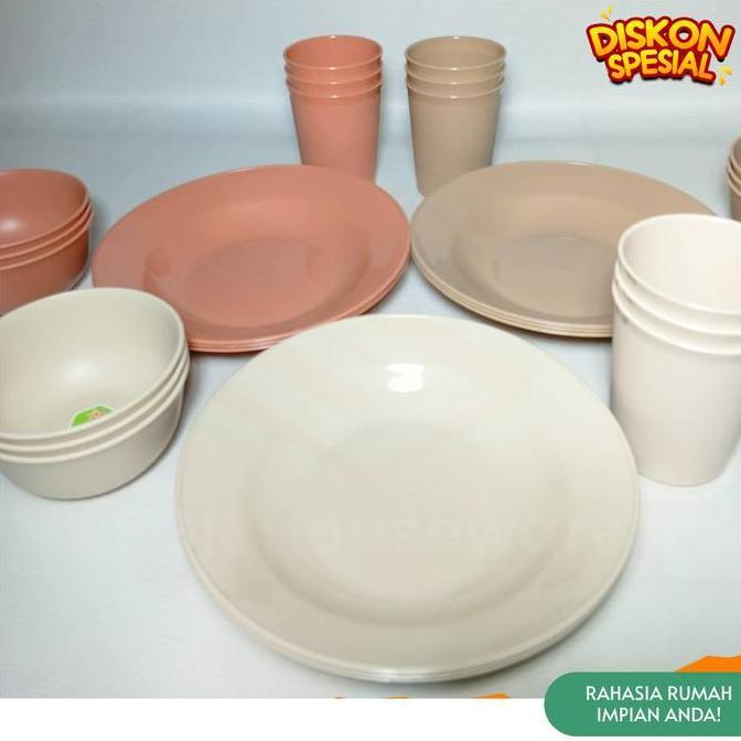 KARA_JAYABADI - [SGR HOUSEWARE] SET LENGKAP PIRING MANGKOK GELAS PLASTIK DIANDRA KIMSUA 9 PCS HEMAT