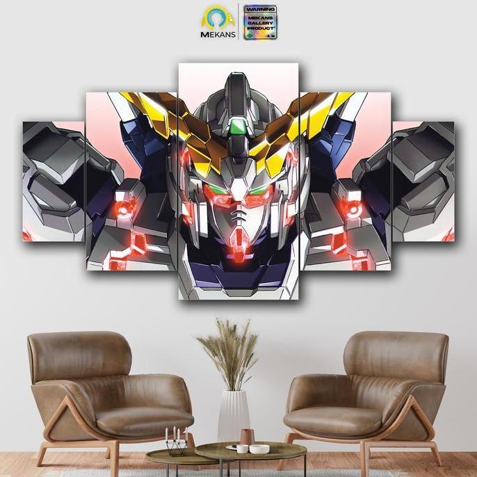 Promo MEKANS 1 SET  Pajangan Hiasan dinding GUNDAM UNICORN RX0 5pcs  Poster Kayu Wall Decor Diskon