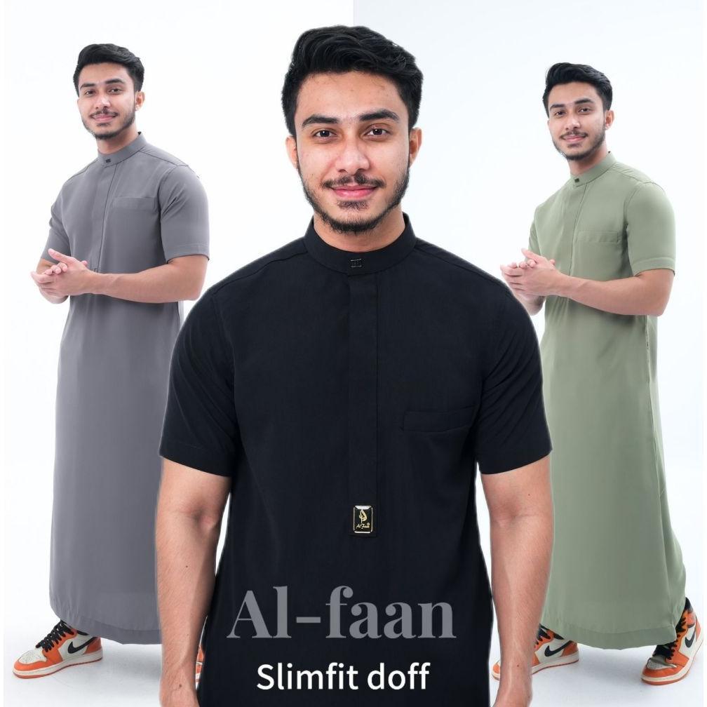 ORIGINAL JUBAH PRIA SLIMFIT PENDEK GAMIS PRIA JUBAH MUSLIM PRIA LENGAN PENDEK JUBBA ALFAAN ALZAN GAM