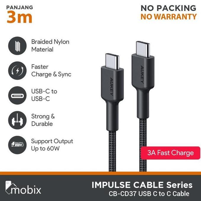 Aukey CB-CD37 USB C To C 3A 3M (NO PACKING & NO WARRANTY)