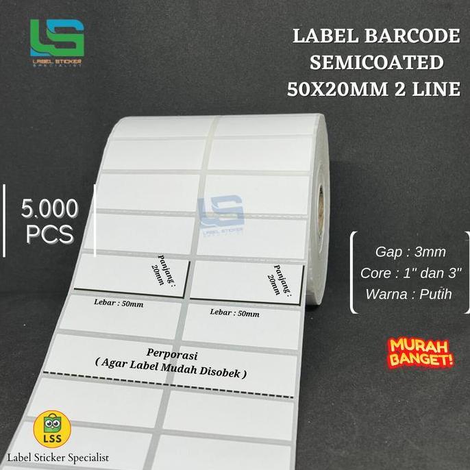 JUPRISYAHPU - LABEL BARCODE 50X20 MM SEMICOATED STIKER LABEL 50X20MM