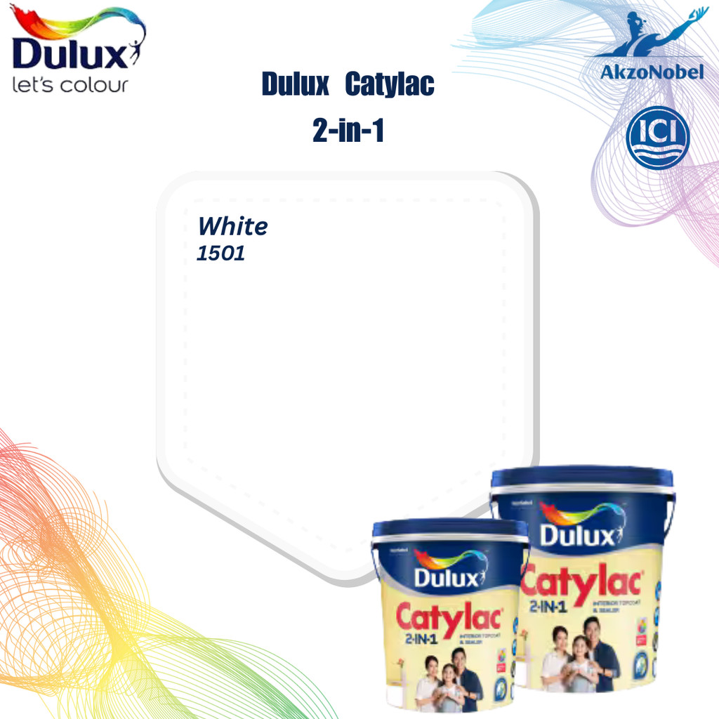 CAT TEMBOK INTERIOR  DULUX CATYLAC 2 IN 1 WHITE 1501 5 KG