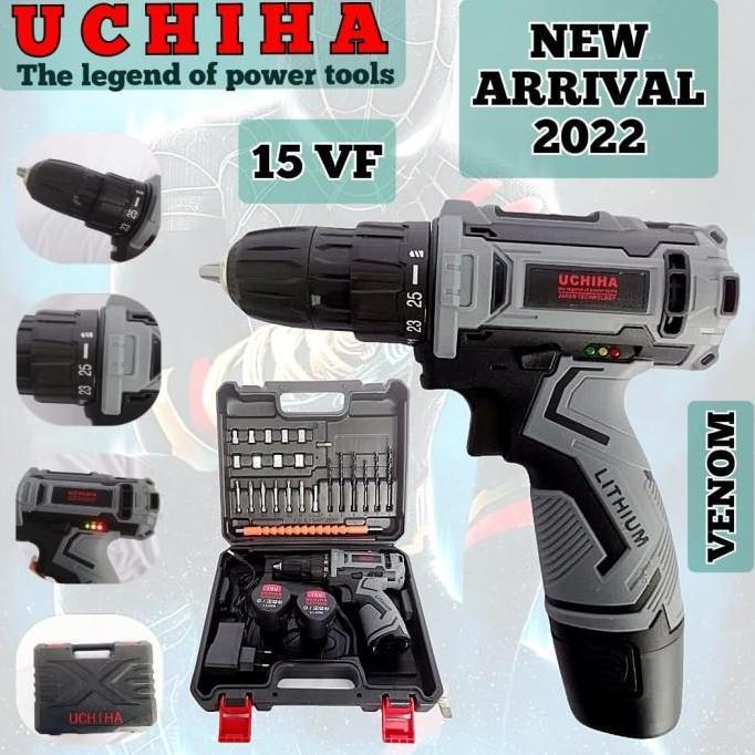 mesin bor cordless UCHIHA 18vol baterai cas charger tanpa kabel obeng