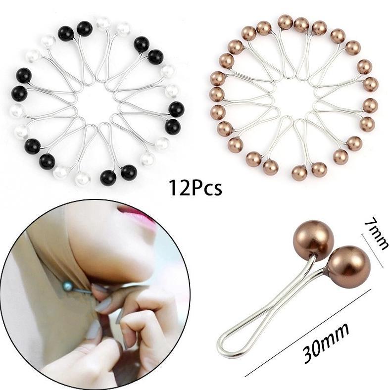 Murah  12Pcs/Set Aksesori Jepit Wanita Muslim -Model U Mutiara Yang Simpel Dan Modis Untuk Kerudung 