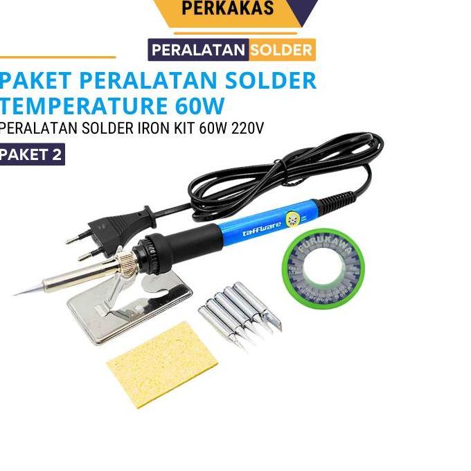Paket Lengkap Solder Listrik 60 Watt Adjustable Temperature Fast Heating solder  teknisi hp soder 1 