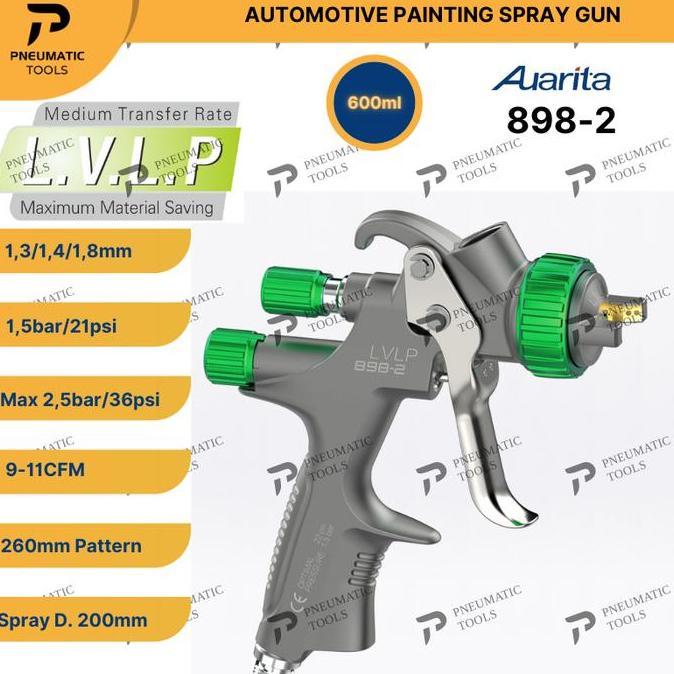 Gaswoii- Spray Gun Auarita 898-2 Lvlp - Automotive Painting Spray Gun - Gray