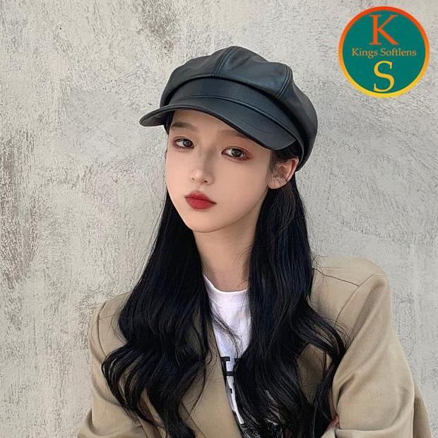[COD] ORI 100% Topi Baret Korea Premium / Topi Kulit / Leather Hat / Baret Hat