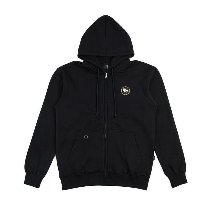 Ecordie " BRAVERY-3 " Jaket Zip hoodie Fleece Hitam Sablon Plastisol