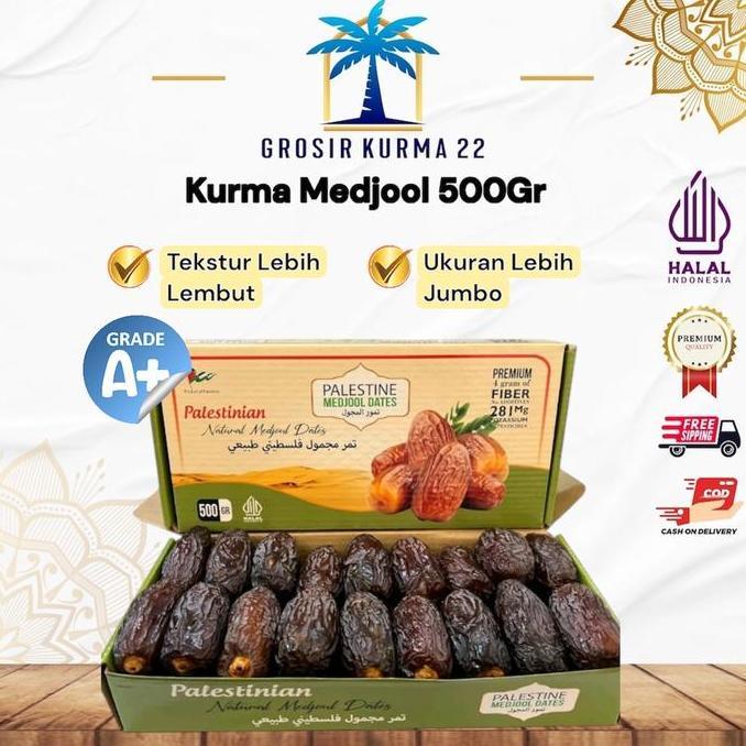 lebaran 2026 kurma medjool palestin premium 500gr natural delights - kurma medjol jumbo kode 368