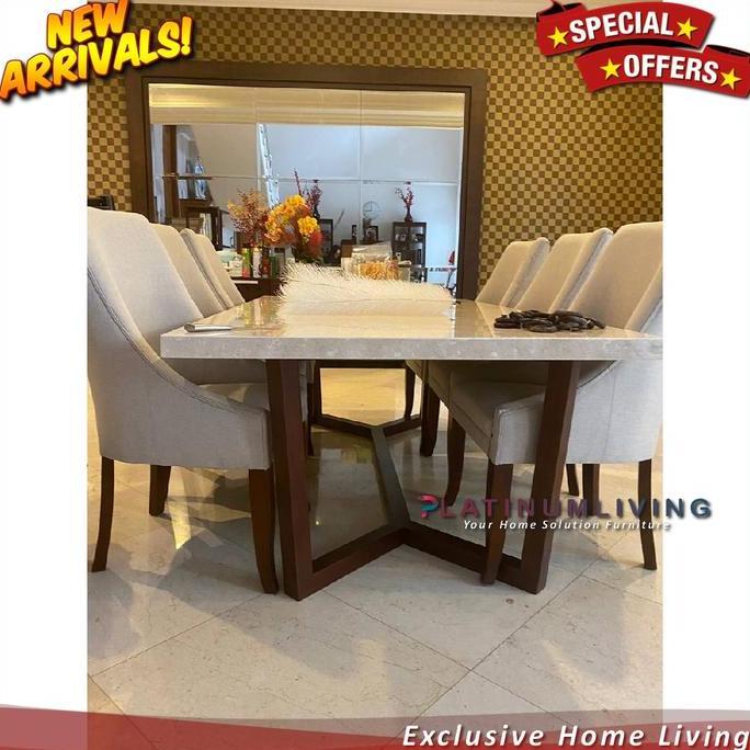 Terlaris Meja Makan Marmer 220 X 120 Kursi 6 Meja Makan Marmer 6 Kursi Jati