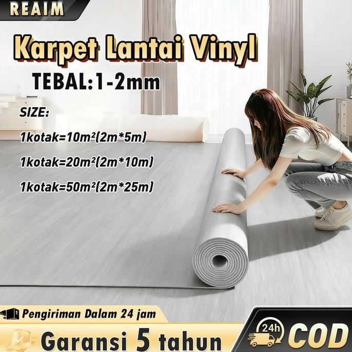 Promo Tahan Air, Tahan LembabKarpet Lantai Vinyl Roll aesthetic Gulungan Motif Kayu 1Roll 20m Tebal 